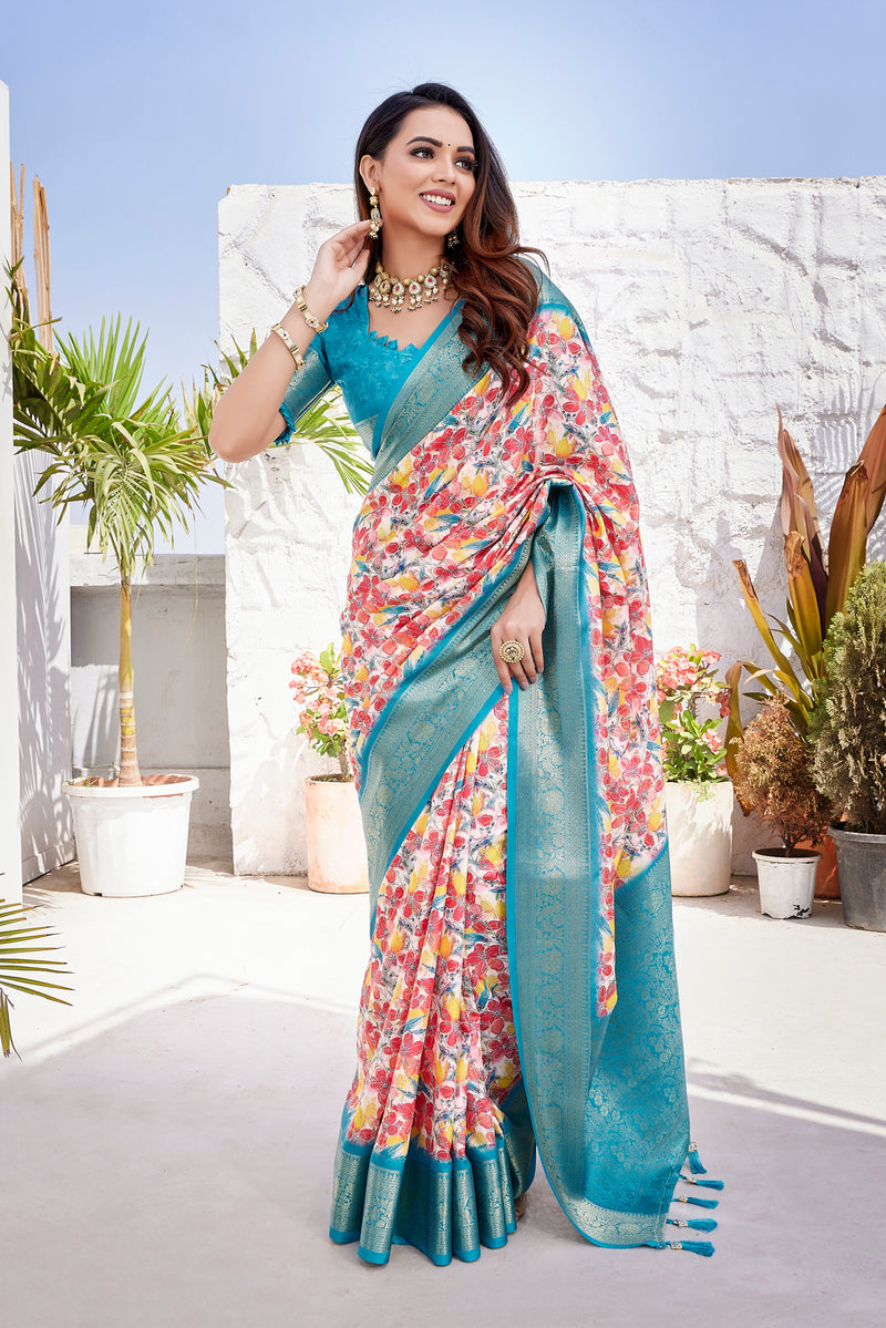 Dola Silk Saree with Exclusive Jacquard Weaving and Digital Print