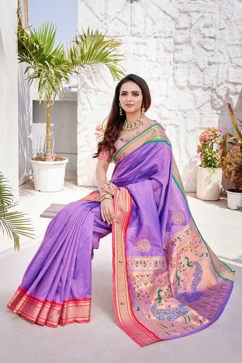 Pure Pethani Silk Saree with Exclusive Jacquard Weaving - Perfect for Parties & Festivals