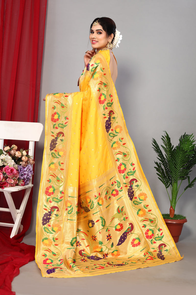 Unveil Luxury with Paithani Silk Sarees – Heavy Pallu & Zari Weaving