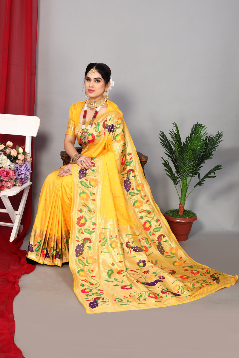 Unveil Luxury with Paithani Silk Sarees – Heavy Pallu & Zari Weaving