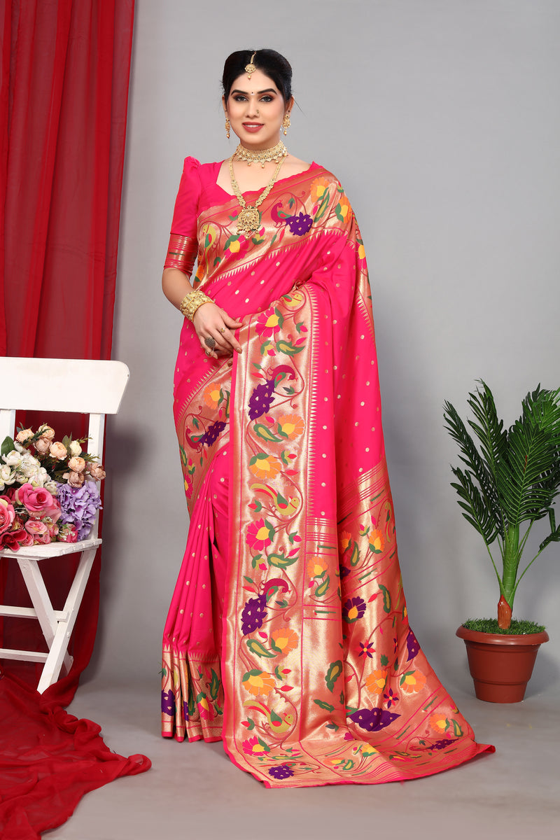 Unveil Luxury with Paithani Silk Sarees – Heavy Pallu & Zari Weaving