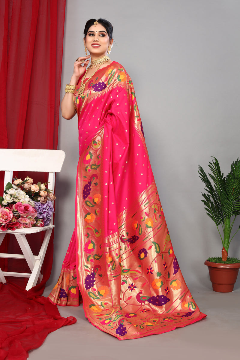 Unveil Luxury with Paithani Silk Sarees – Heavy Pallu & Zari Weaving