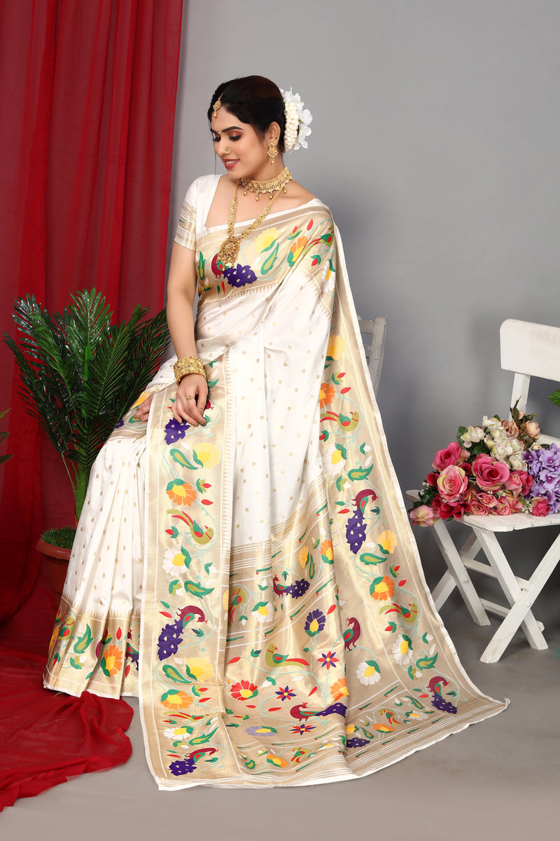 Unveil Luxury with Paithani Silk Sarees – Heavy Pallu & Zari Weaving