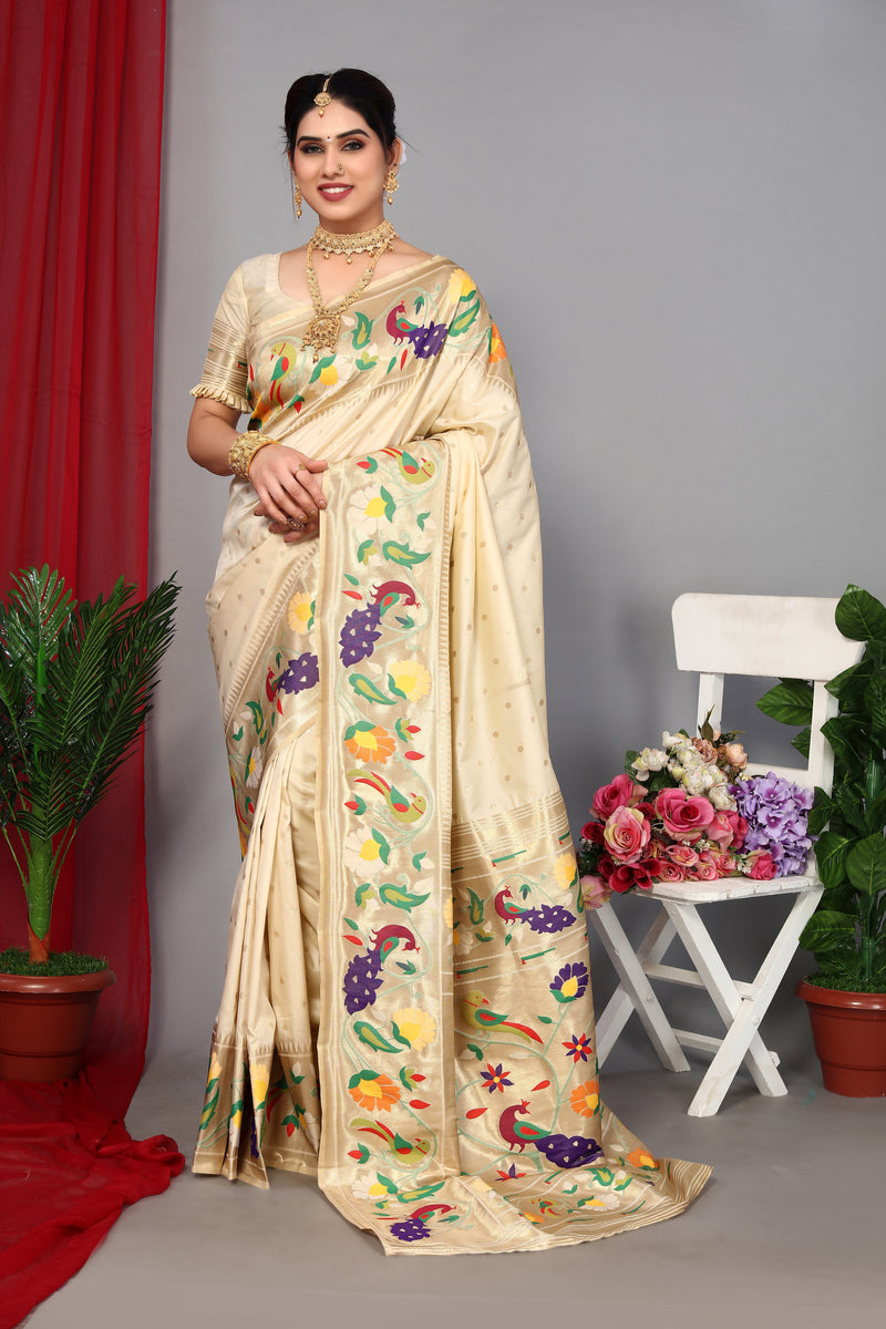 Unveil Luxury with Paithani Silk Sarees – Heavy Pallu & Zari Weaving