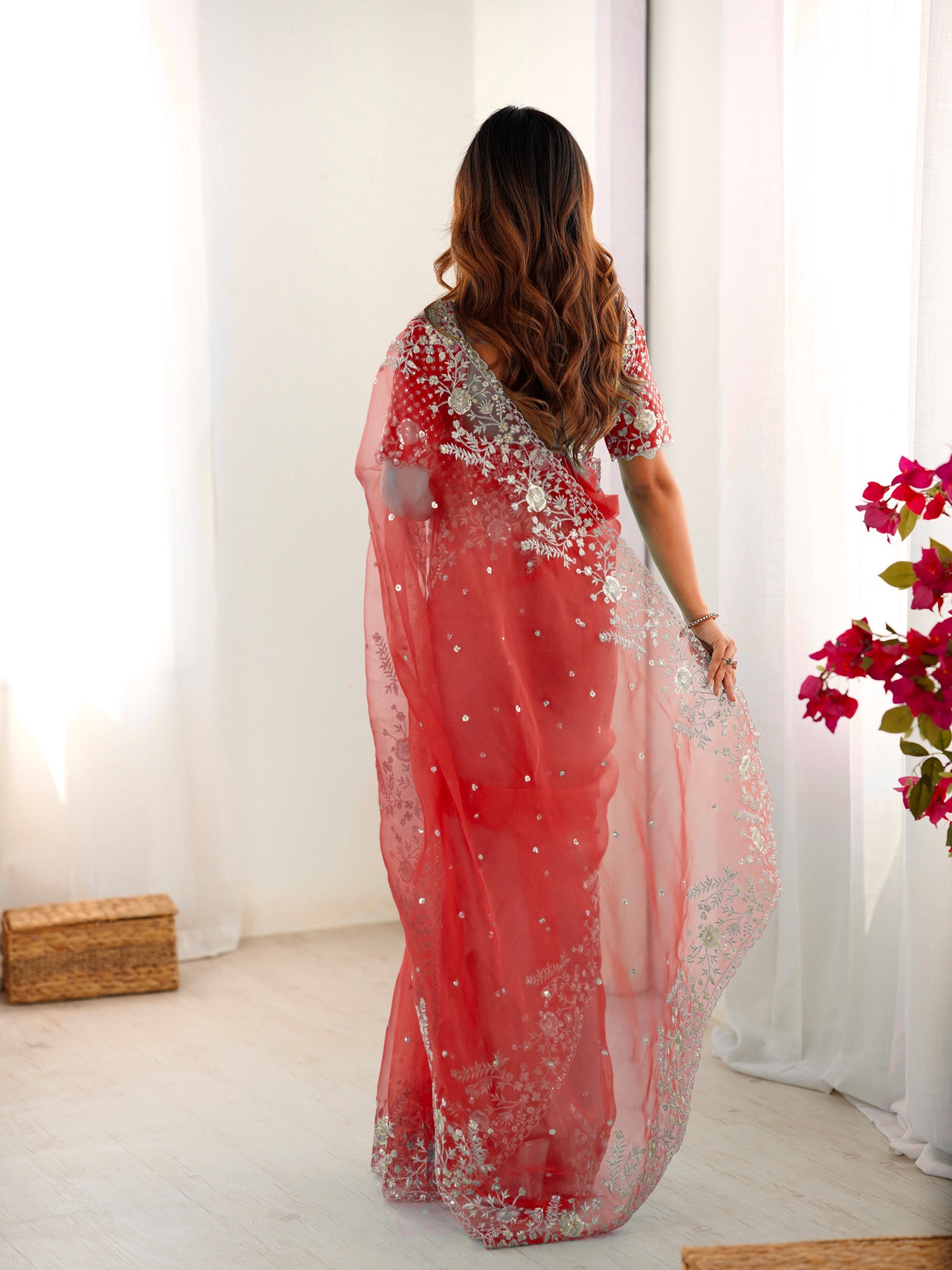 Designer Heavy Organza Silk Embroidered Saree with Blouse