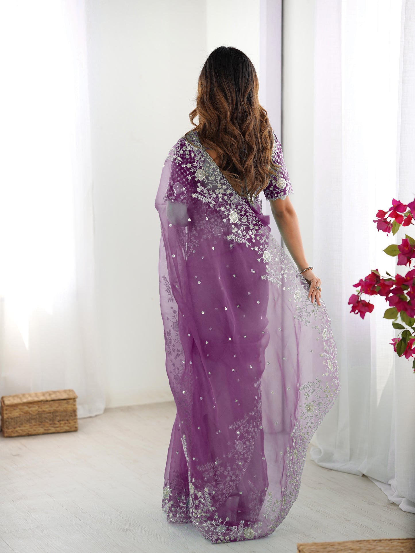 Designer Heavy Organza Silk Embroidered Saree with Blouse