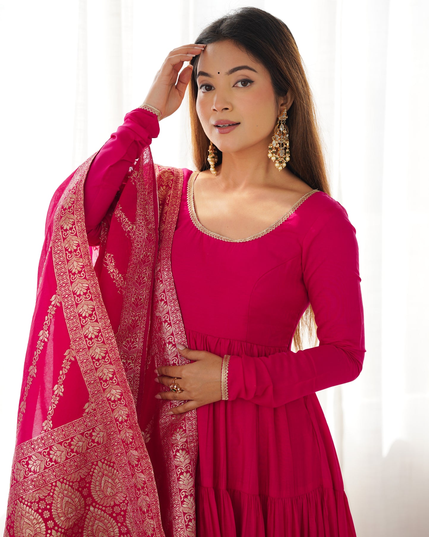 Premium Chanderi Anarkali Set