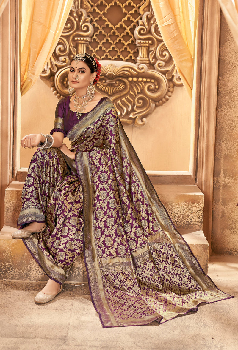 PURPLE ZARI WORK BANARASI SAREE