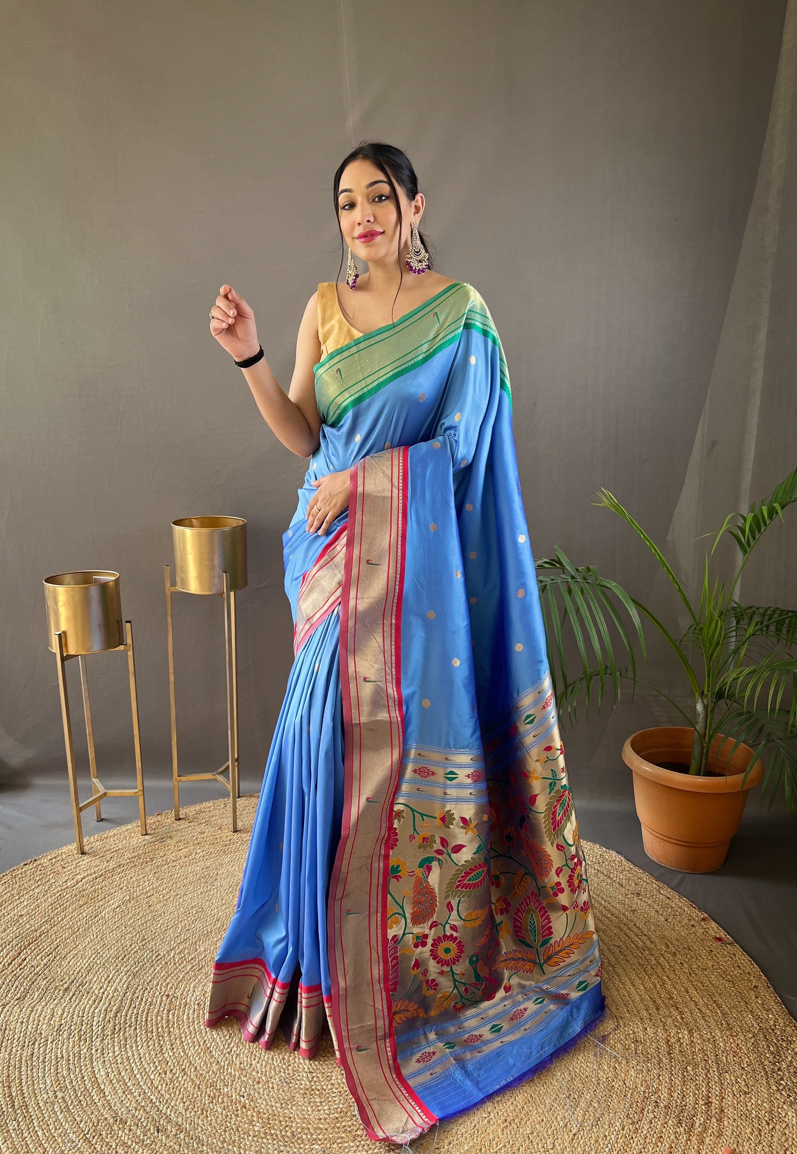 Elevate Your Festive Look with Our Exquisite Purple Zari Paithani Silk Saree