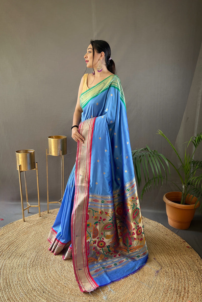 Elevate Your Festive Look with Our Exquisite Purple Zari Paithani Silk Saree