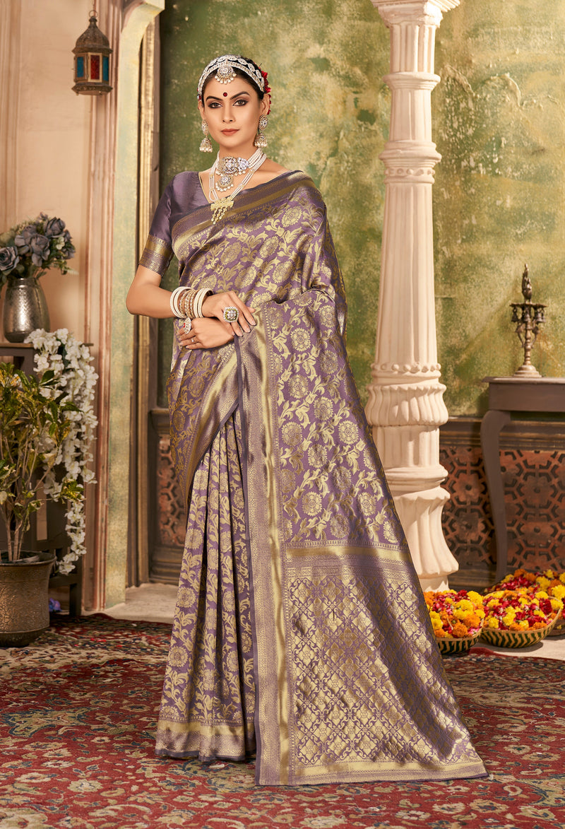 ONION ZARI WORK BANARASI SAREE