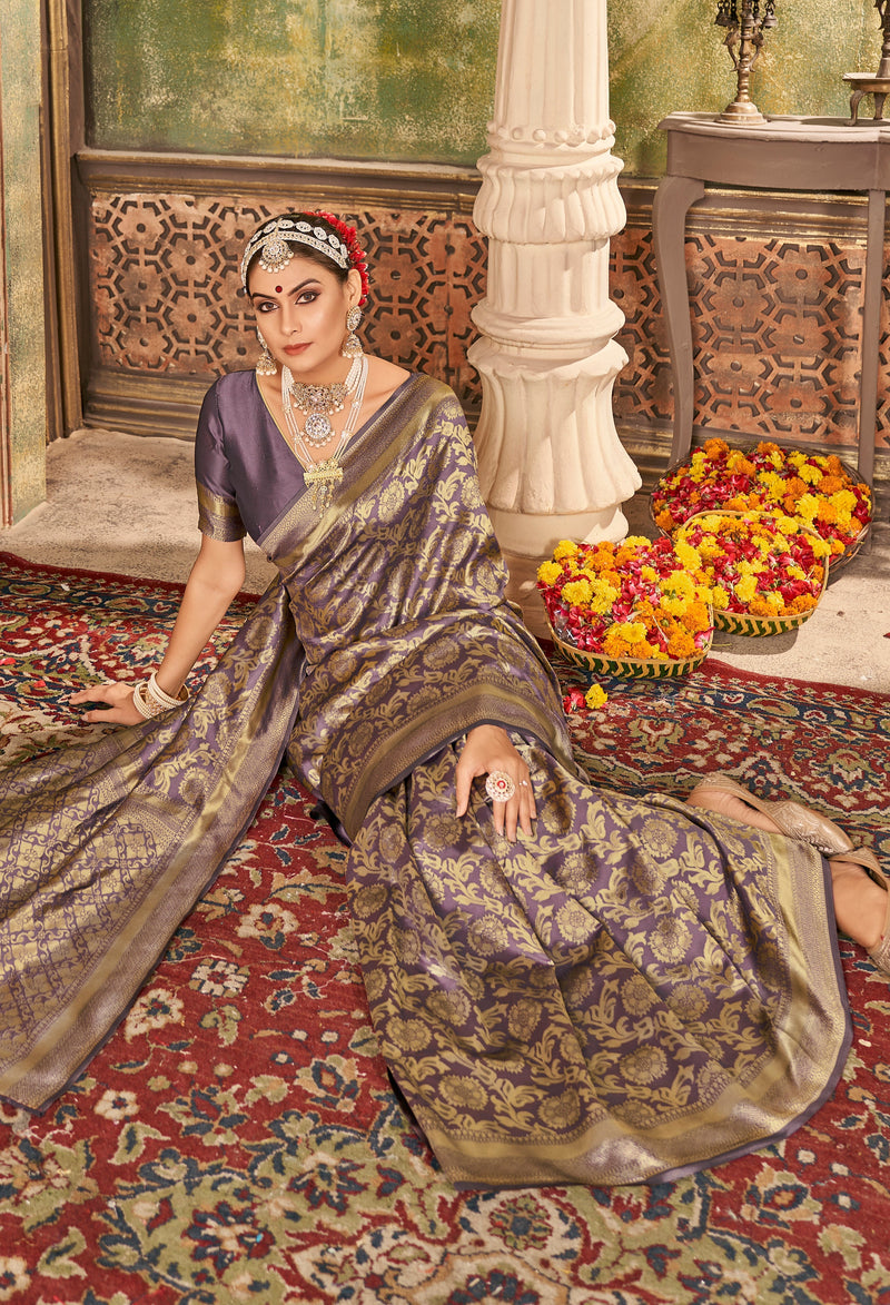 ONION ZARI WORK BANARASI SAREE