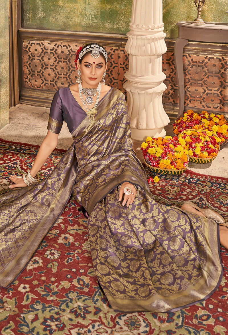 ONION ZARI WORK BANARASI SAREE