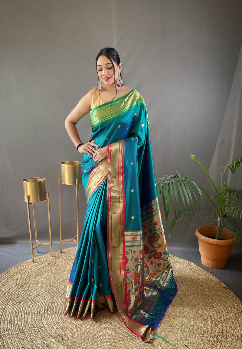 Elevate Your Festive Look with Our Exquisite Purple Zari Paithani Silk Saree