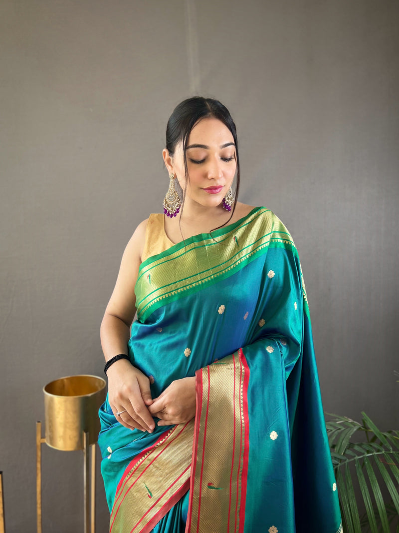 Elevate Your Festive Look with Our Exquisite Purple Zari Paithani Silk Saree