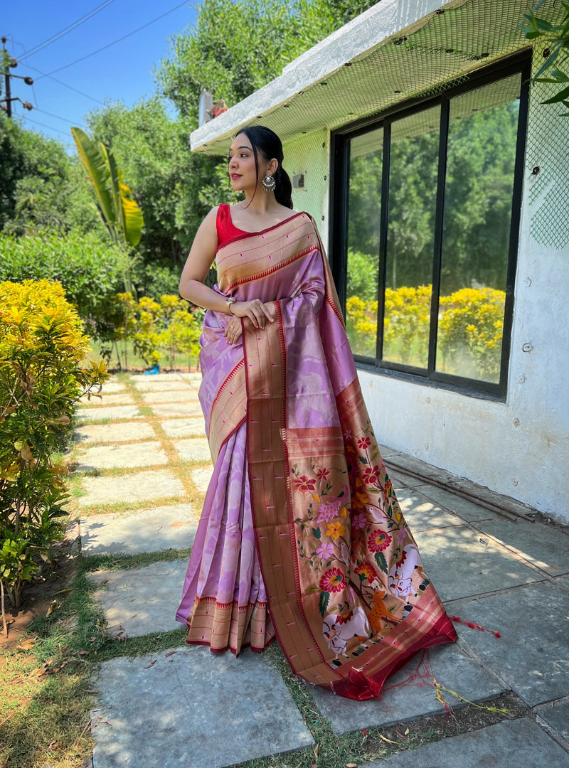 Flattering Paithani Silk Saree With Elegant Blouse Piece