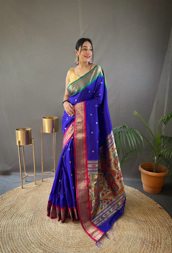 Elevate Your Festive Look with Our Exquisite Purple Zari Paithani Silk Saree