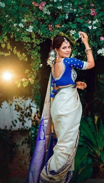 Soft Silk Assam Saree (Blue)