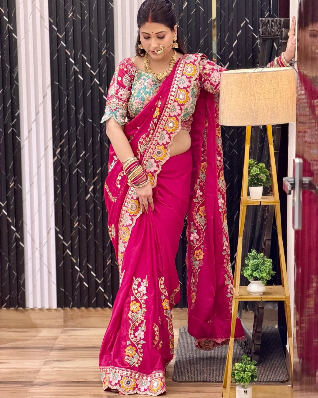 Soft Rangoli Silk Saree with Sequence, Dori & Real Mirror Work – Designer Party Wear Saree with Banglori Silk Stitched Blouse