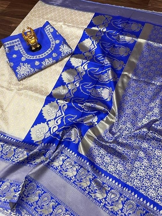 Soft Silk Assam Saree (Blue)