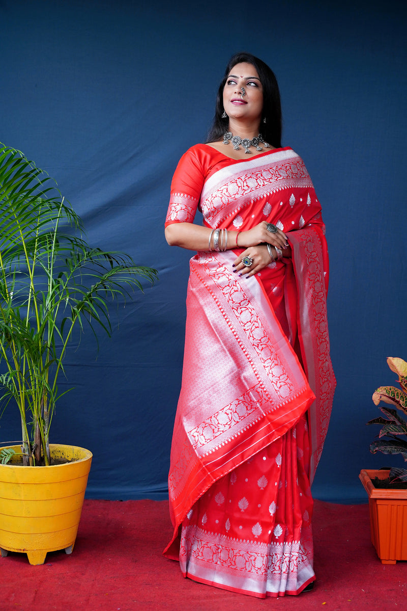 Red Soft Silk Maharashtrian Paithani Saree