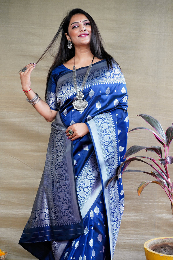 Nevy Blue Soft Silk Maharashtrian Paithani Saree