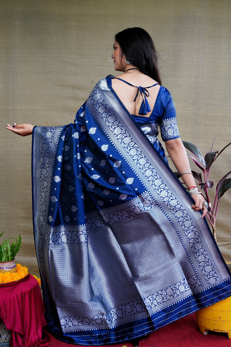 Nevy Blue Soft Silk Maharashtrian Paithani Saree