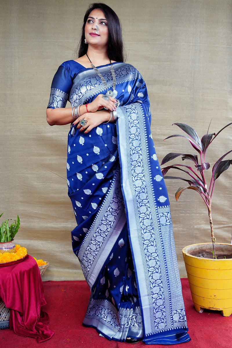 Nevy Blue Soft Silk Maharashtrian Paithani Saree