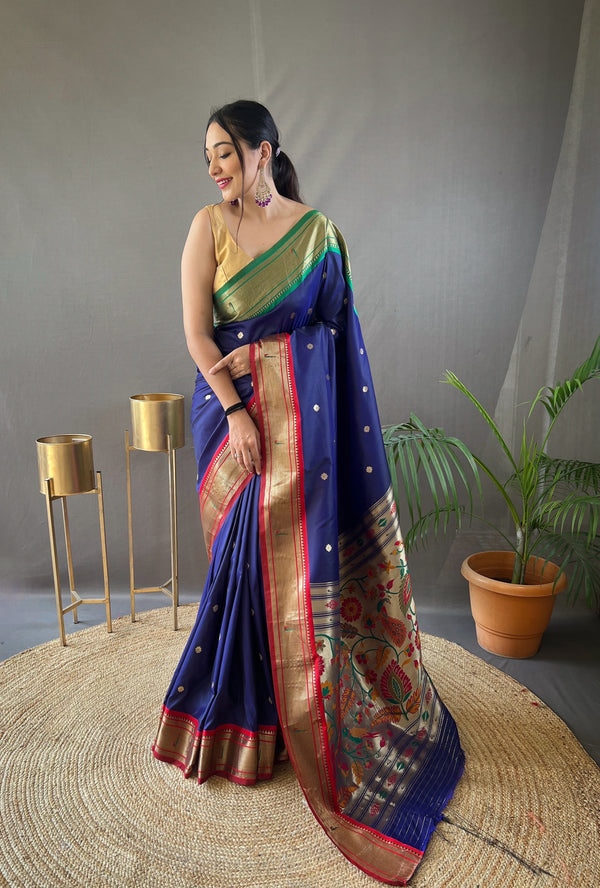 Elevate Your Festive Look with Our Exquisite Purple Zari Paithani Silk Saree