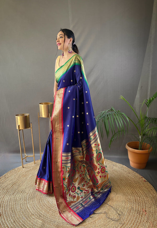 Elevate Your Festive Look with Our Exquisite Purple Zari Paithani Silk Saree