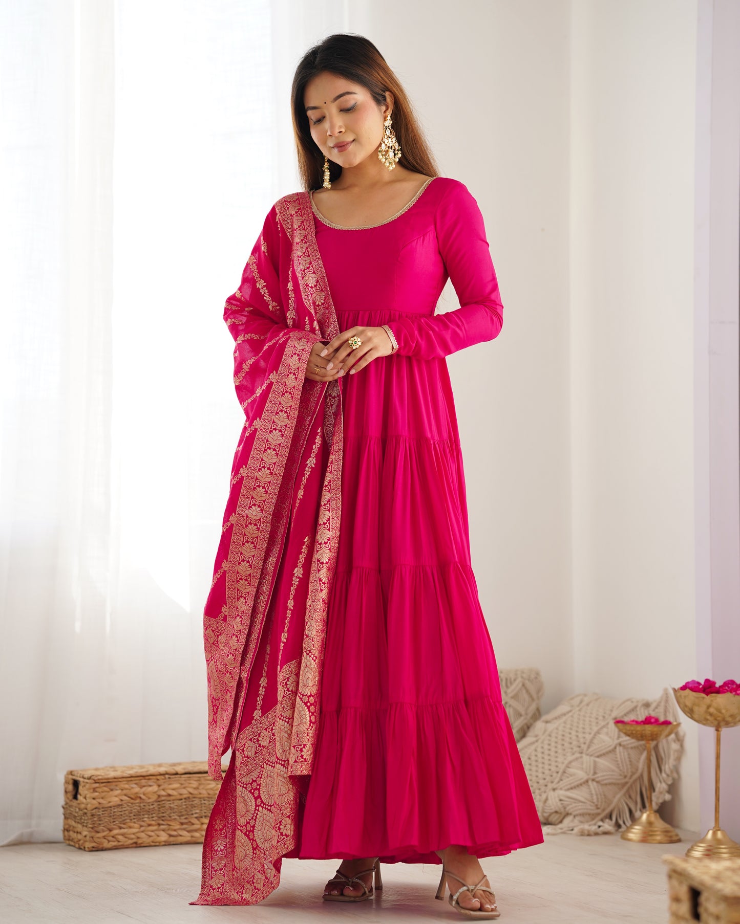 Premium Chanderi Anarkali Set