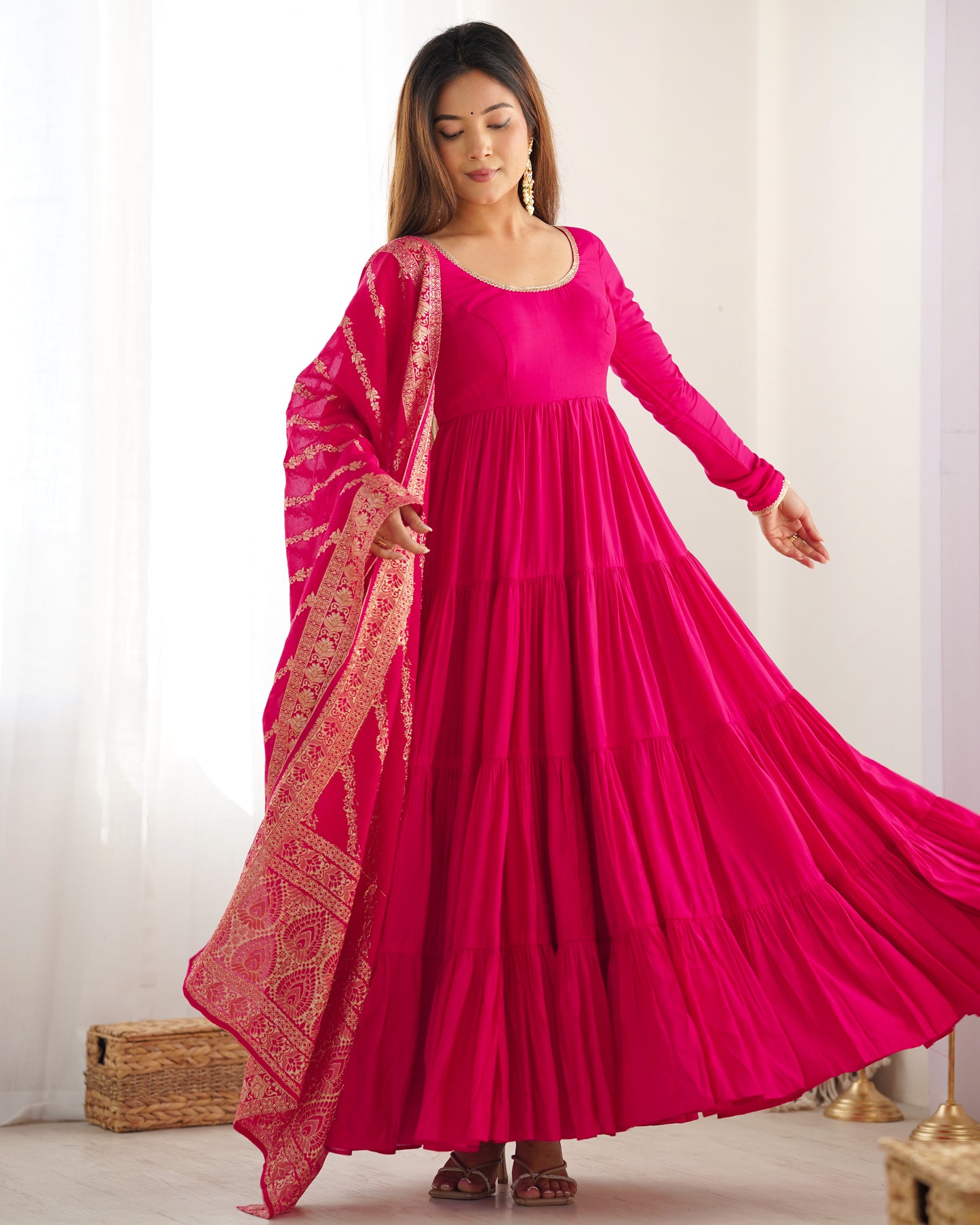Premium Chanderi Anarkali Set