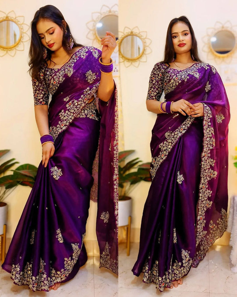 Purple Jimmy Chu Designer Saree