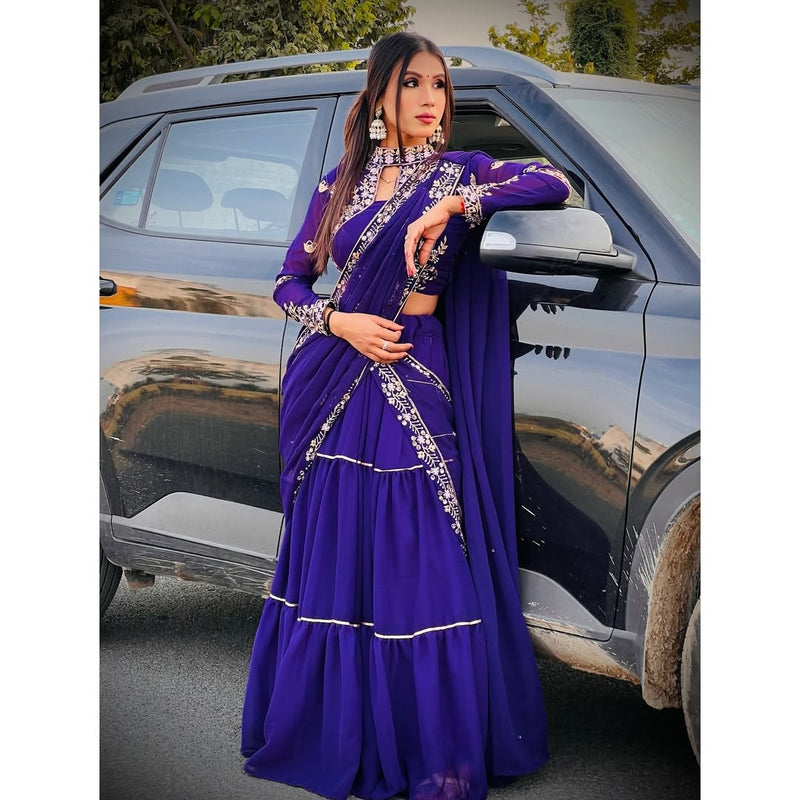 Wedding Season Special: Fancy Party Wear Faux Georgette Lehenga Saree