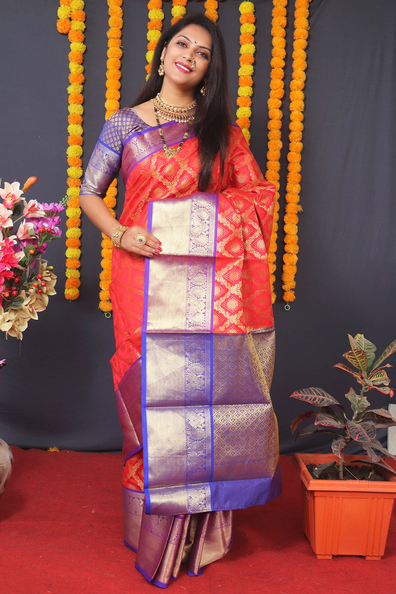 Floral Pattern Saree with Contrast Border