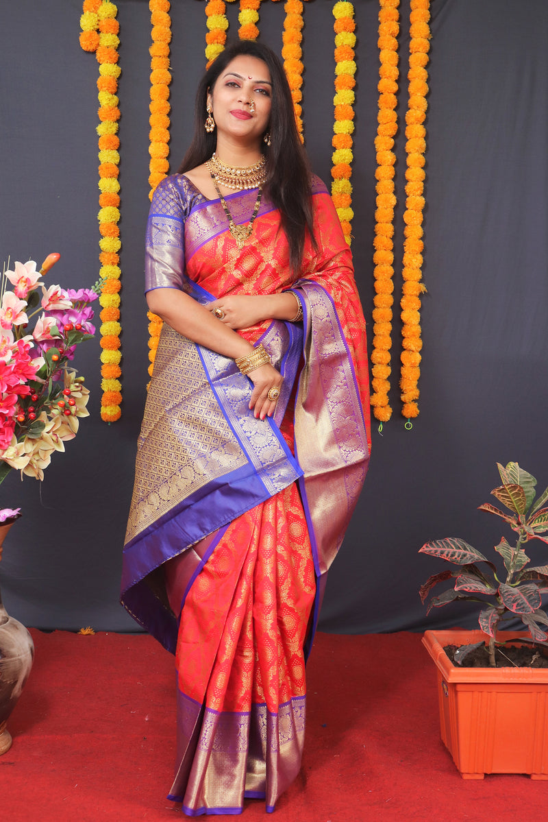 Floral Pattern Saree with Contrast Border