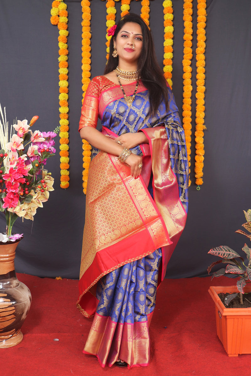 Floral Pattern Saree with Contrast Border