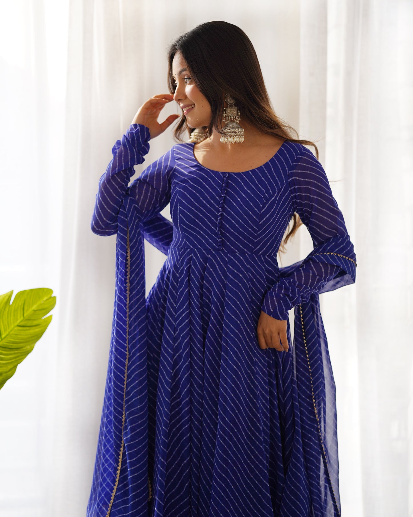 Summer Wedding Special Laheriya Print Fox Georgette Anarkali Set