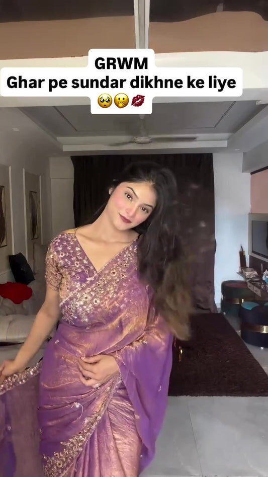 Frendy Chiffon Sequins Embroidered Saree with Heavy Sequins Blouse – Designer Party Wear Wedding Saree