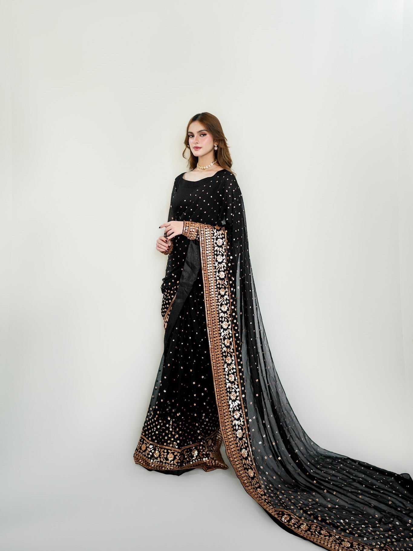 Beautiful sequins embroidery adds sparkle and glamour to your ethnic look