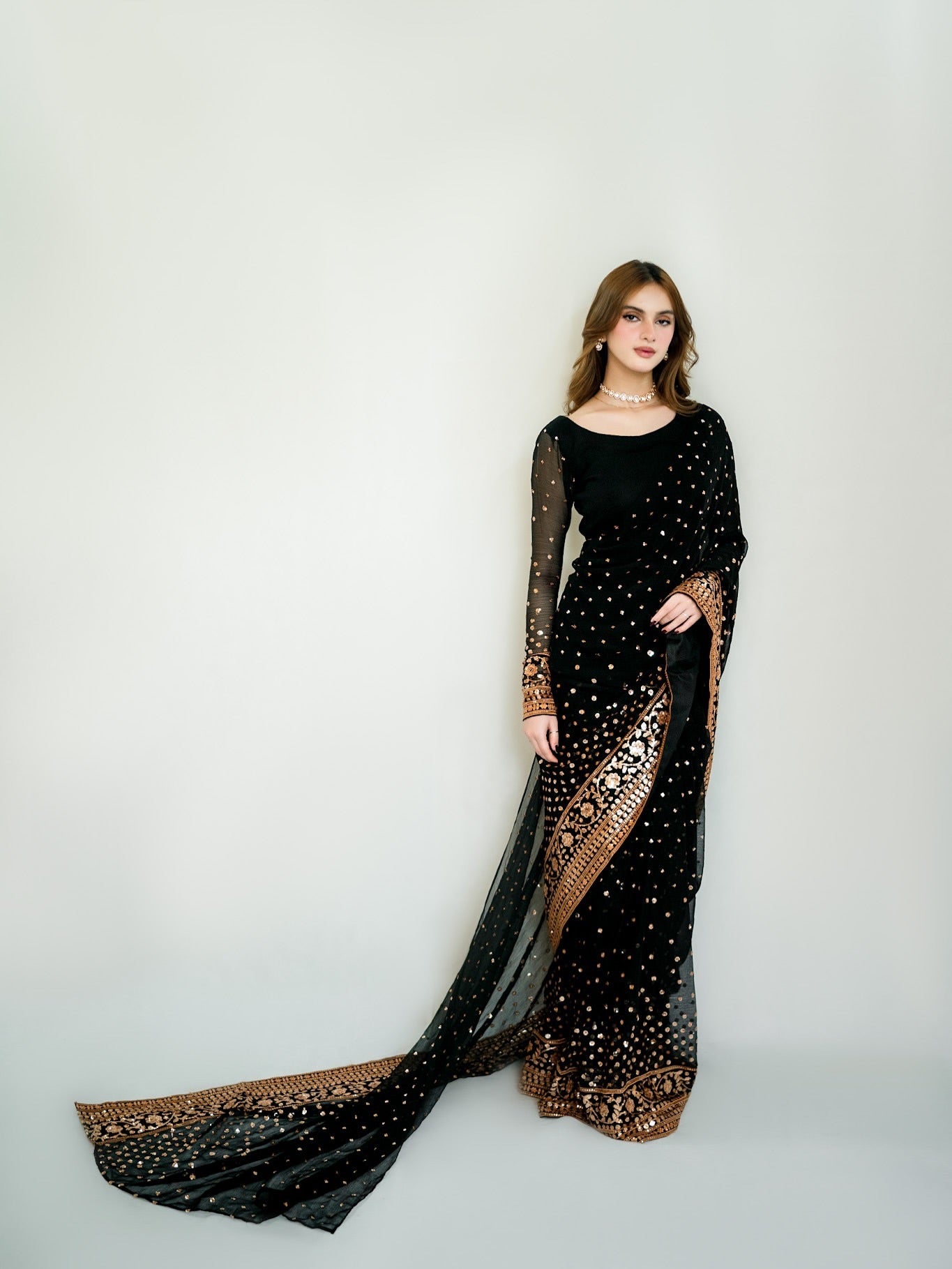 Beautiful sequins embroidery adds sparkle and glamour to your ethnic look
