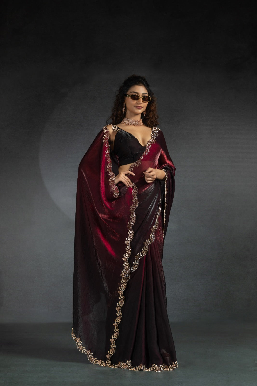 Designer Shaded Space Silk Saree