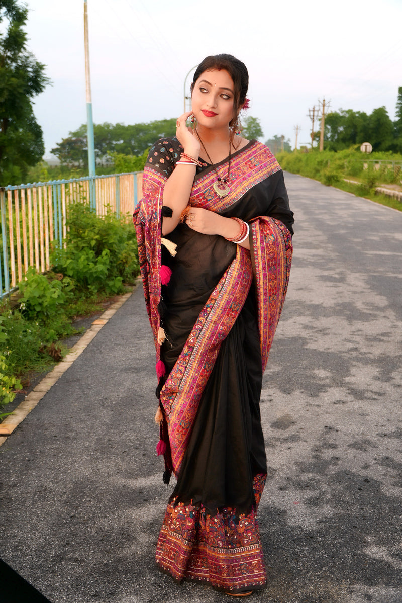 Resham work saree