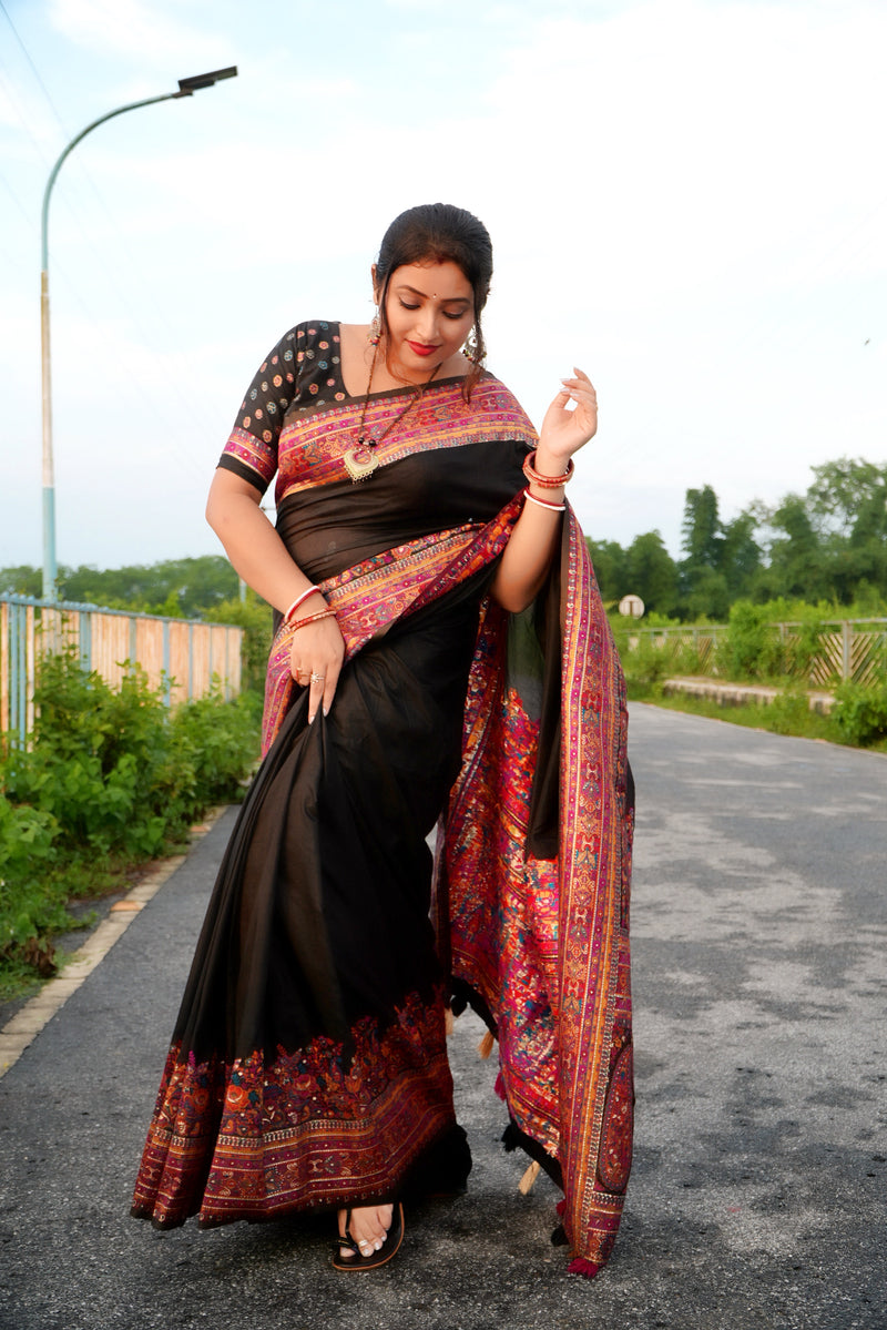 Black traditional saree