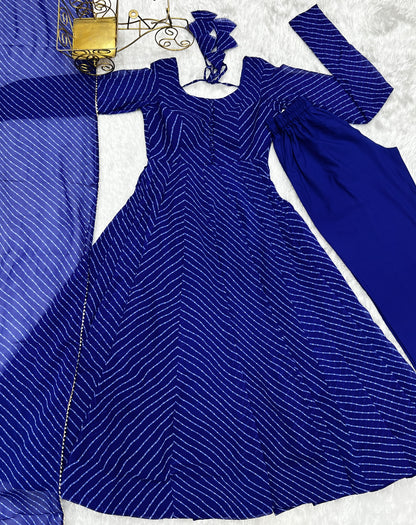 Summer Wedding Special Laheriya Print Fox Georgette Anarkali Set