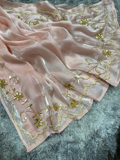 Baby Pink Handwork Saree
