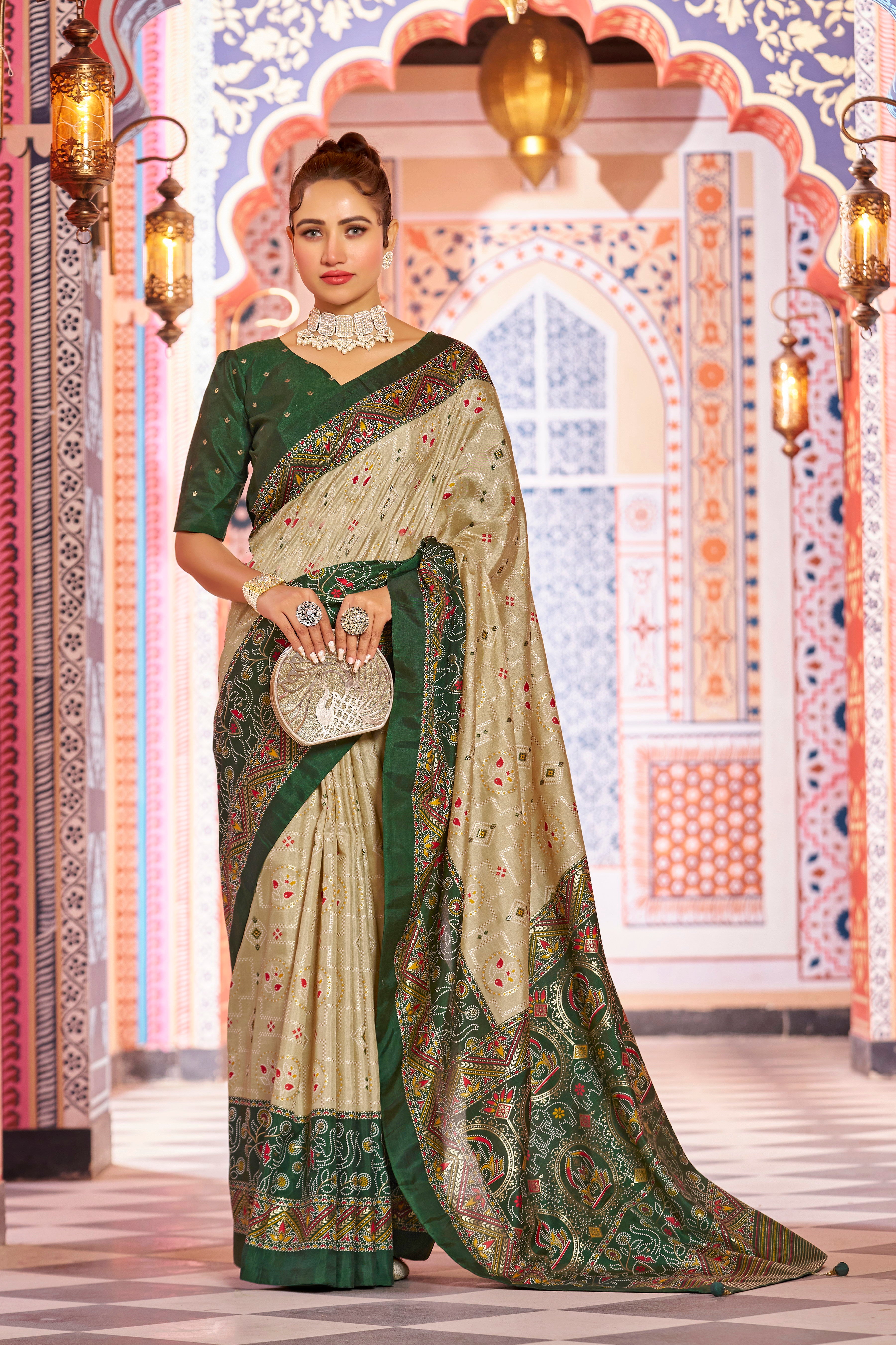 Cream Patola Silk Saree: Elevate Your Style with Elegance