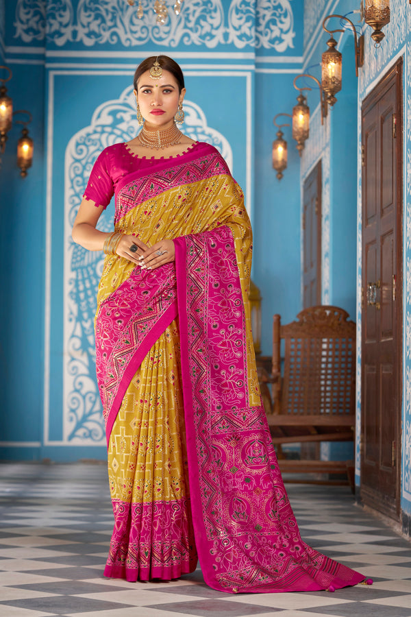 Yellow color Patola Silk Saree: Elevate Your Style with Elegance