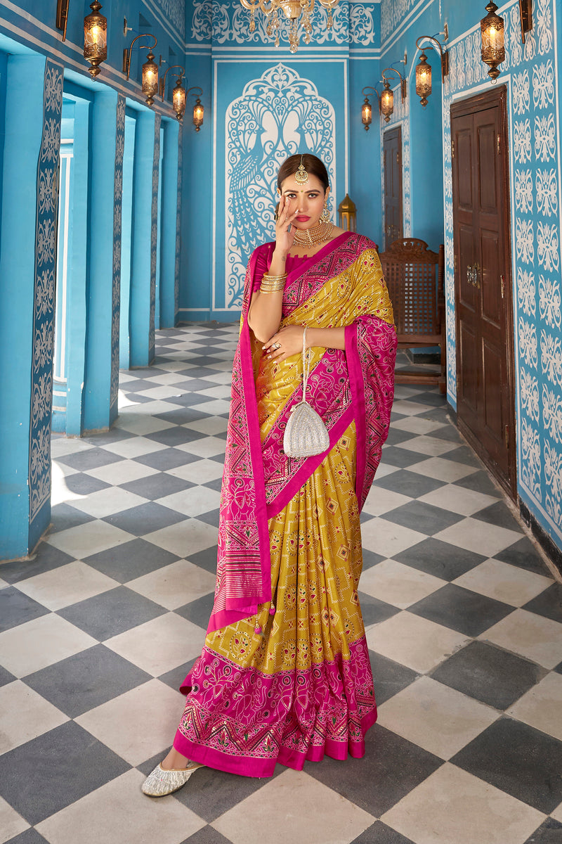 Yellow color Patola Silk Saree: Elevate Your Style with Elegance