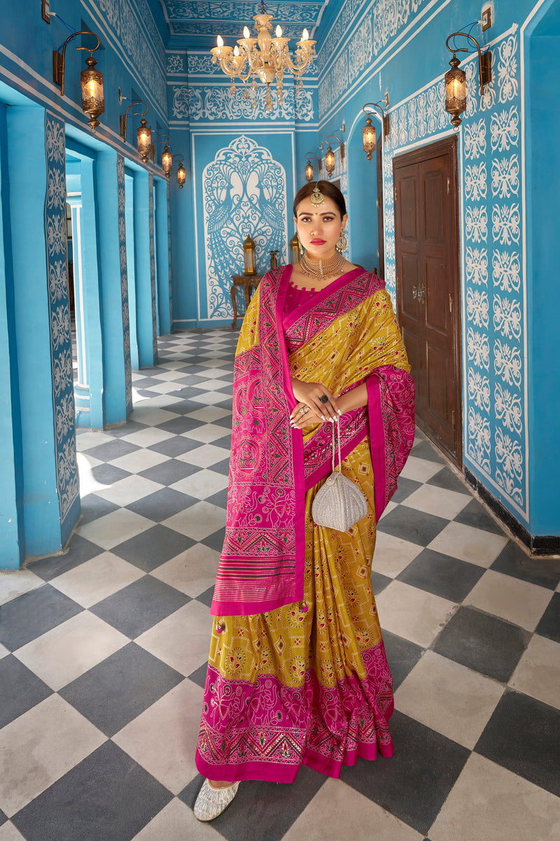 Yellow color Patola Silk Saree: Elevate Your Style with Elegance